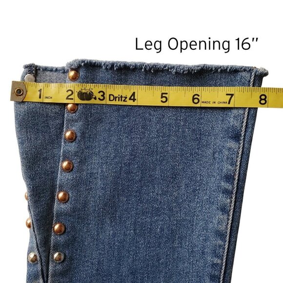 7 For All Mankind Luxe Vintage High Waist Slim Kick Flare Studded Hems Size 24 - Picture 16 of 16